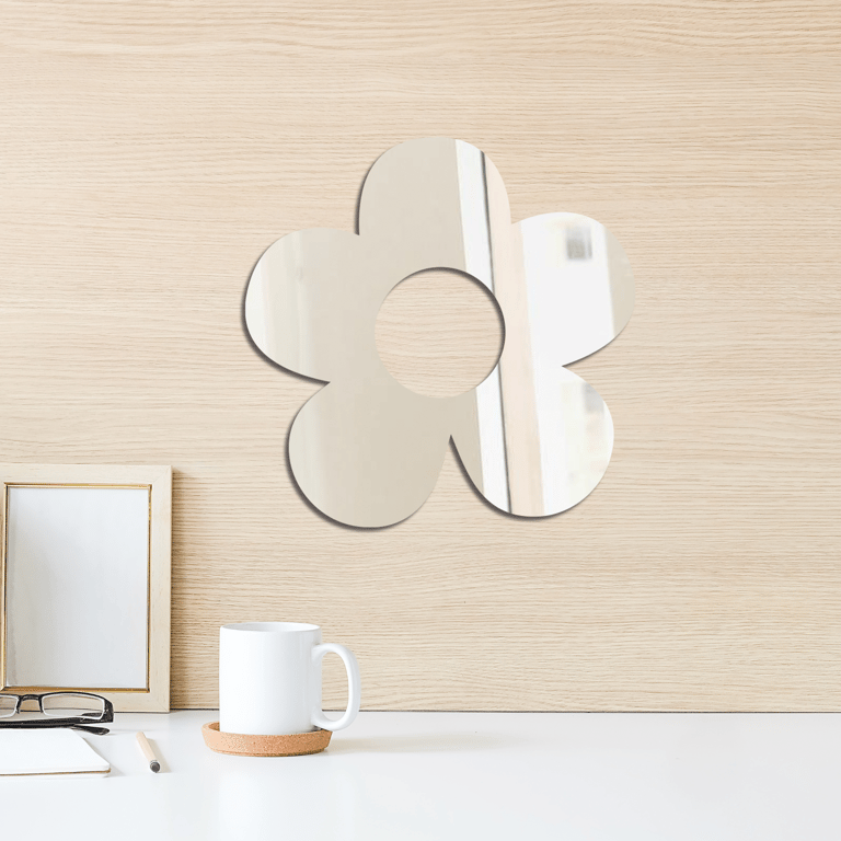 Flower Mirror Acrylic Reflective Home Decor Cartoon Flower and Plant House