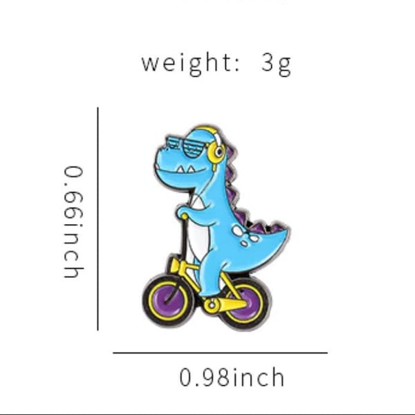 Dinosaur Riding A Bicycle PIN Badge Lapel Gift for Bicycle Bike Rider Awesome Bi