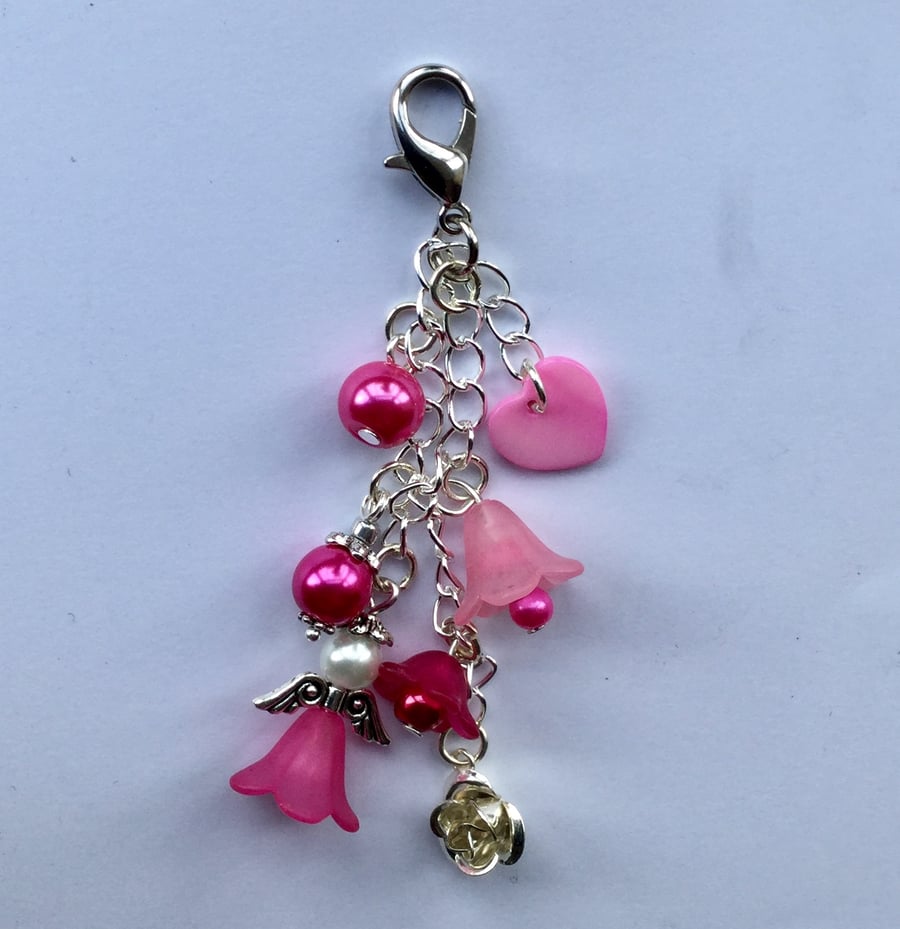 Beaded Angel Bagcharm Keyring 