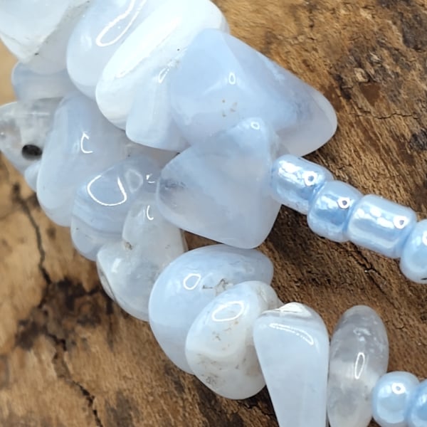 Fairy Core. Blue Lace Agate Stone Shard Bracelet by BDS.