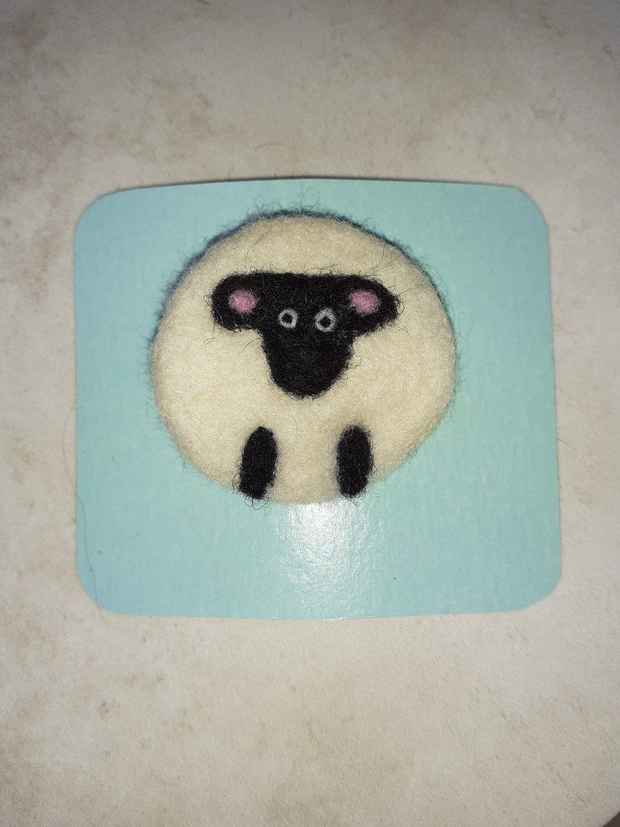 Needle Felted Sheep Brooch