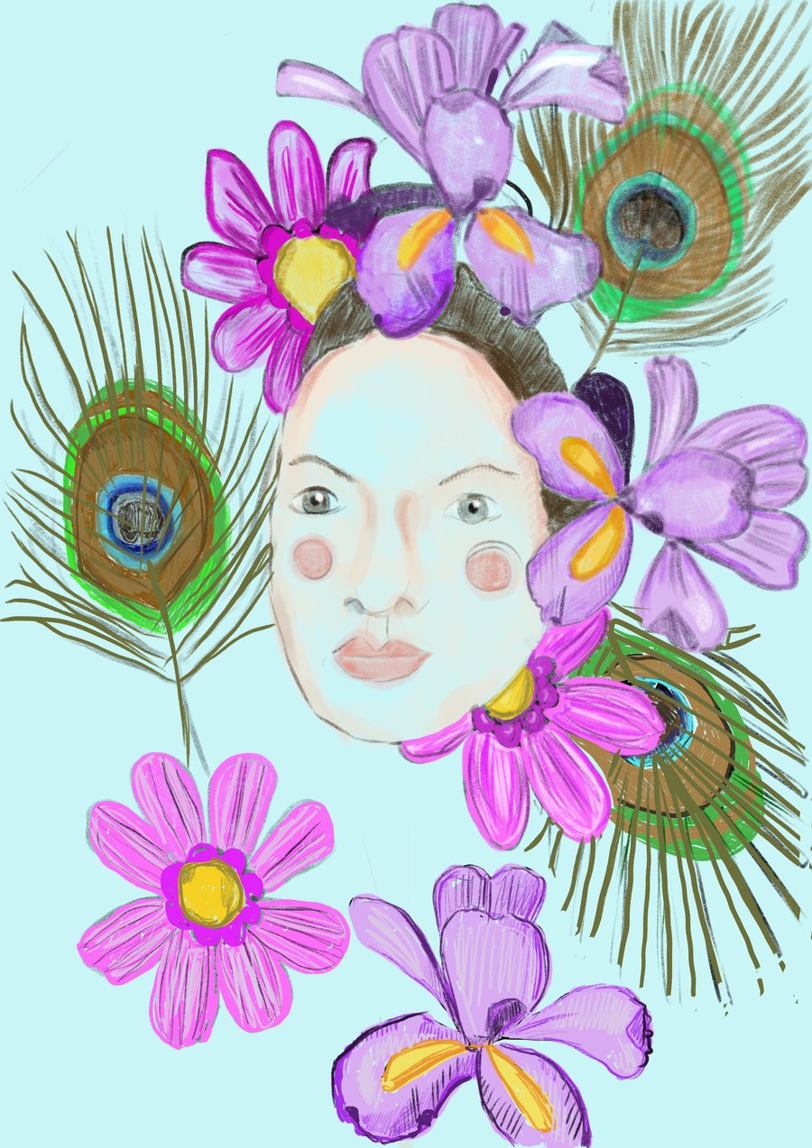 Face amongst the flowers