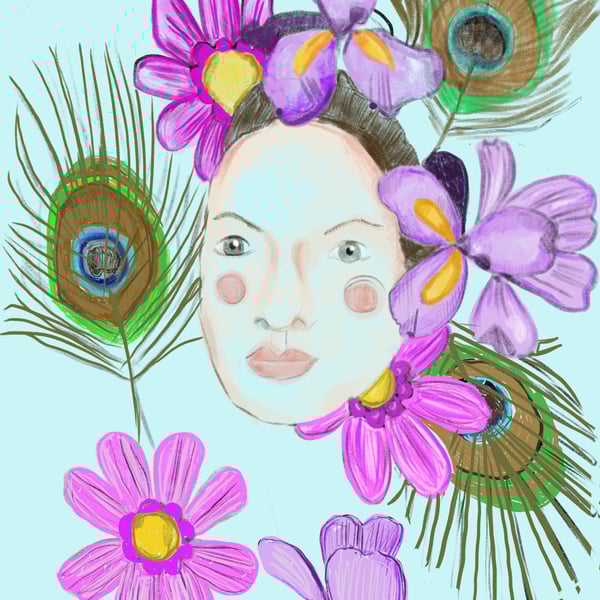 Face amongst the flowers