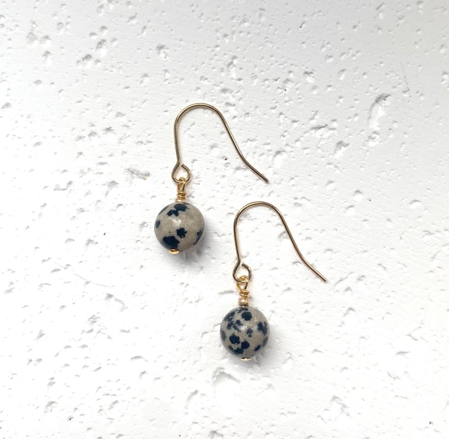 Maya Drop Earrings - Dalmation Jasper