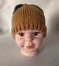 Children's Hand Knitted Hat with Leaves Decoration
