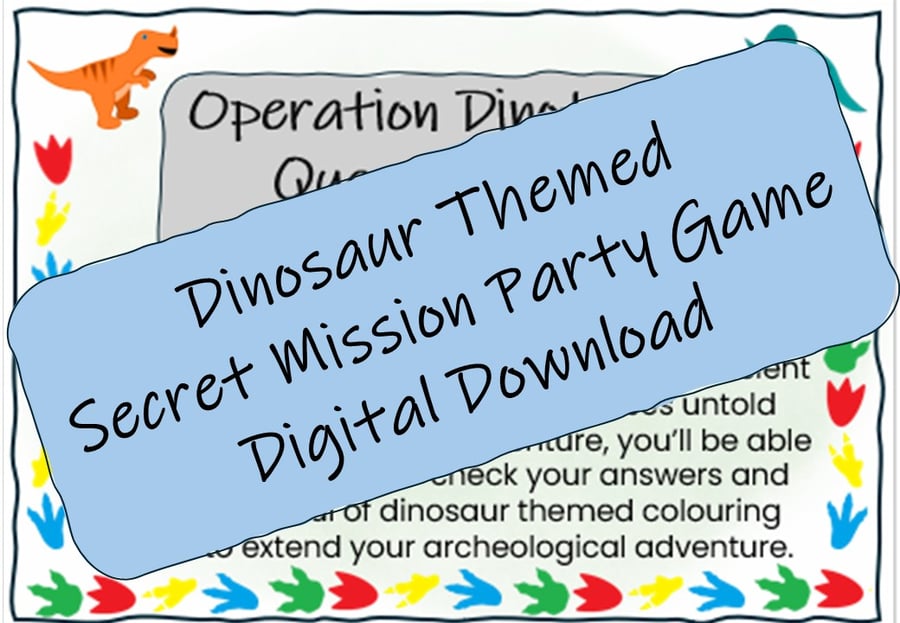 Dinosaur Themed Secret Mission - Escape Room for Kids, Printable Party Game