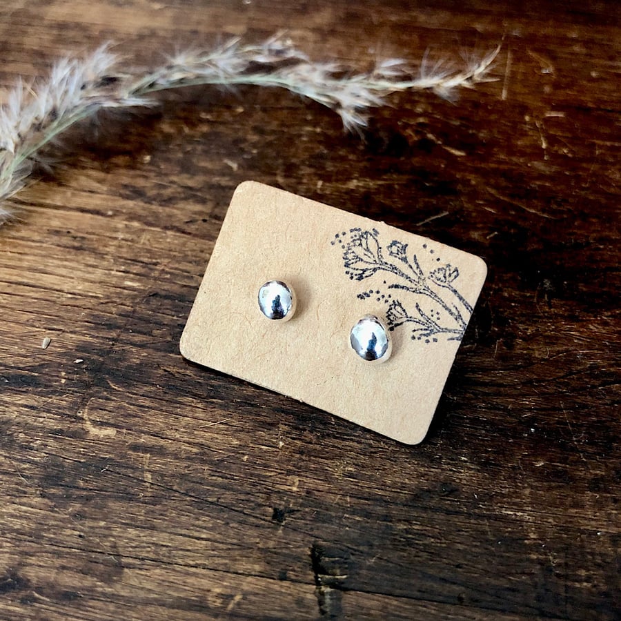 Sterling Silver Pebble Stud Earrings - Eco Earrings