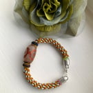 Handmade Chunky Men's Bracelet (wrist size 19cm) Natural Tibet Agate