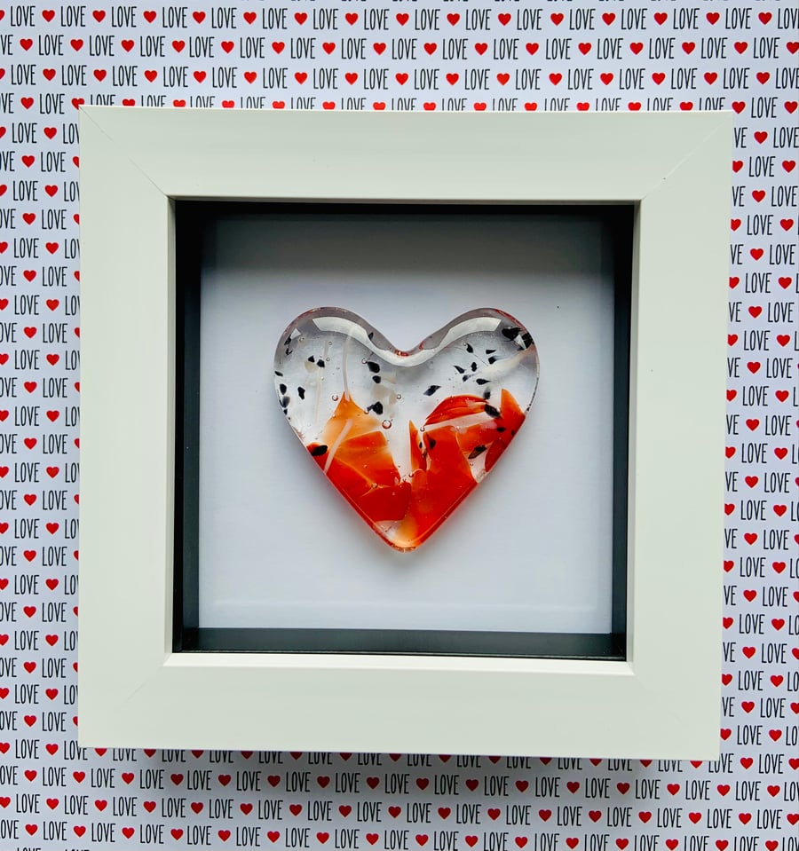 Beautiful Framed Cast Glass Heart