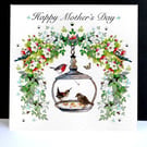 A Happy Mother’s Day – Garden Bird Feeder Handpainted Card 