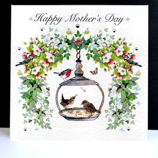A Happy Mother’s Day – Garden Bird Feeder Handpainted Card 