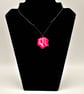 Felted pebble necklace in pink and white wool - Perfectly Imperfect - Image 1