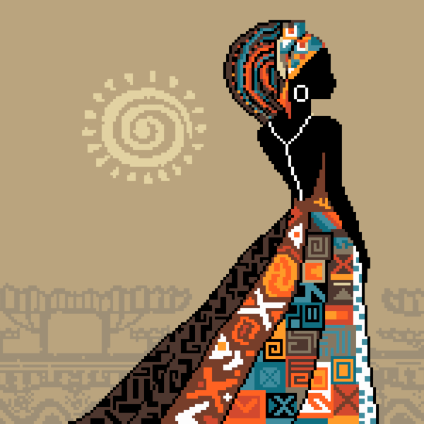 258 - African Queen Cross Stitch Pattern: Aztec Inka Tribal lady (PDF Chart)