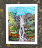 Textile art picture - Waterfall -  Needle felted using wool fibres - Image 1