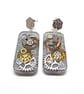 Steampunk Earrings, Handmade with Resin, Glitter and Metal Inclusions