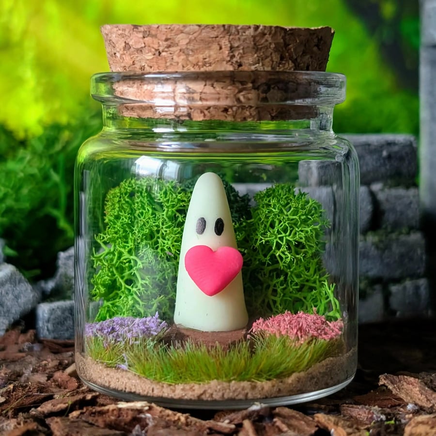 Adopt a Romantic Ghost Heartmoss Handmade Glow in the Dark Jar Spirit