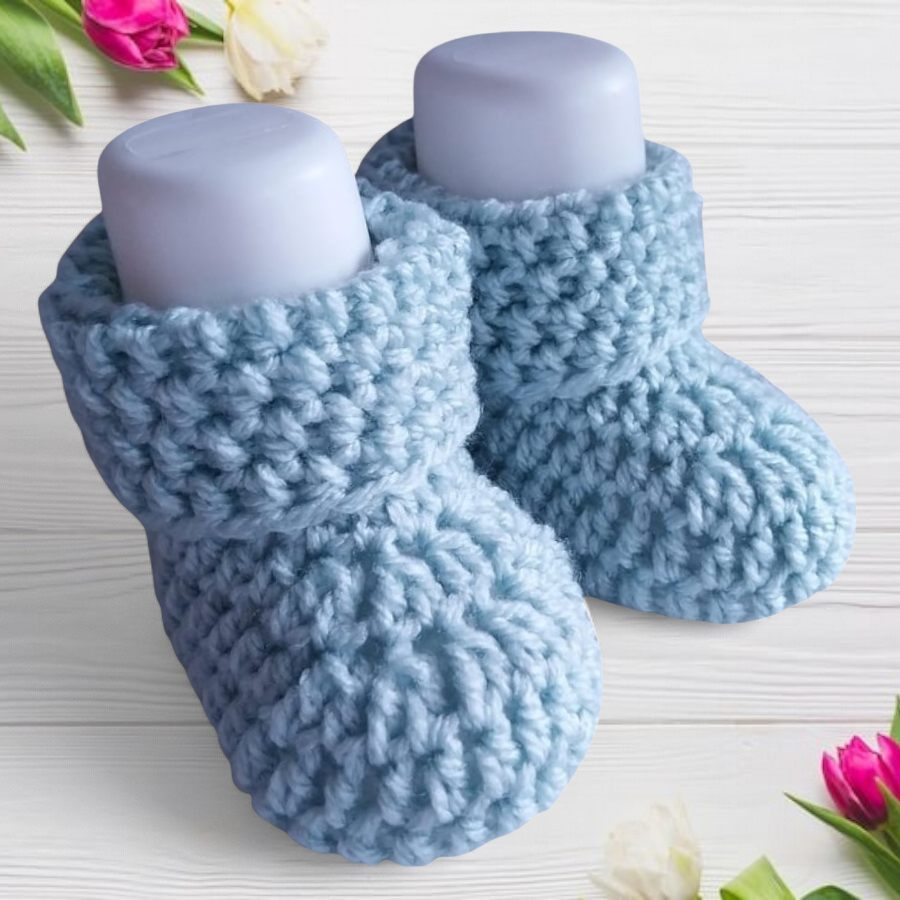 Crocheted Newborn Baby Booties in Duck Egg Blue , Baby Gift, Gender Neutral 