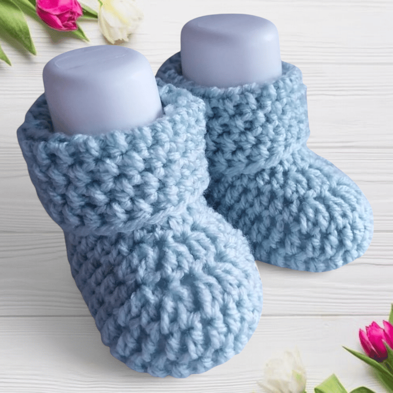 Crocheted Newborn Baby Booties in Duck Egg Blue , Baby Gift, Gender Neutral 