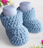 Crocheted Newborn Baby Booties in Duck Egg Blue , Baby Gift, Gender Neutral  - Image 1