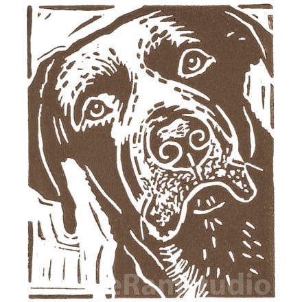 Personalised - Dog Art - Chocolate Labrador Dog - Linocut Print