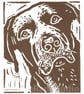 Personalised - Dog Art - Chocolate Labrador Dog - Linocut Print - Image 1