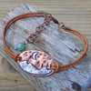 Copper and silver 'alpine forest' leather bracelet 