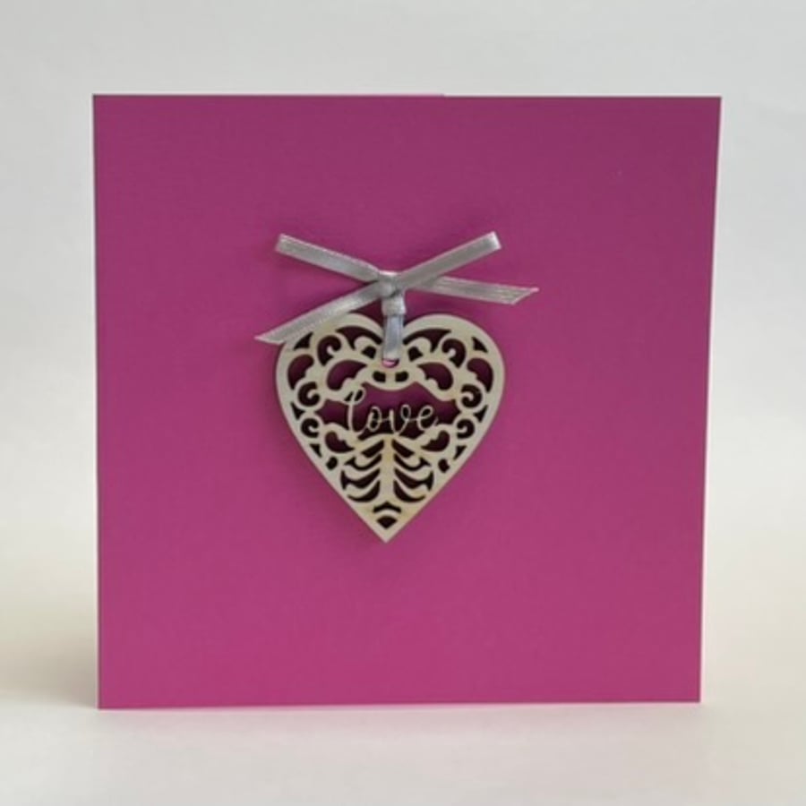 Image of 'Love' heart card with detachable decoration