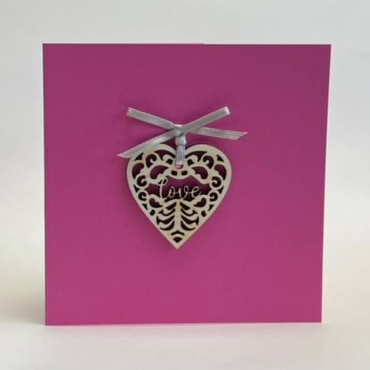 'Love' heart card with detachable decoration