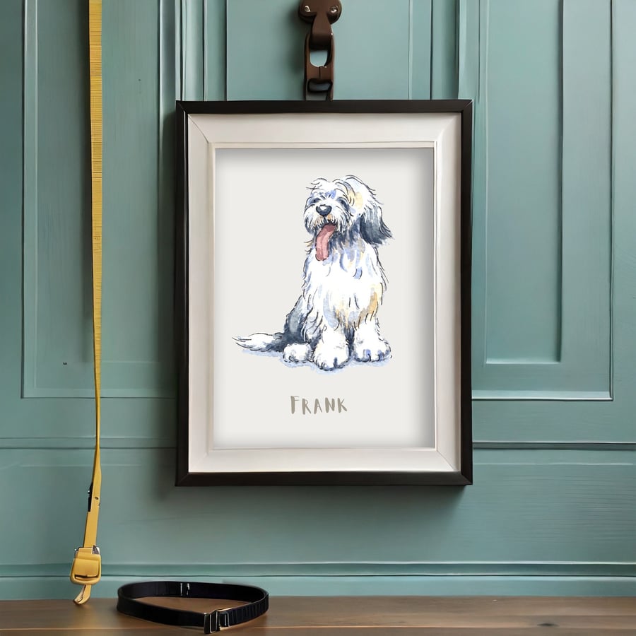 Old English Sheepdog Personalised Dog Print