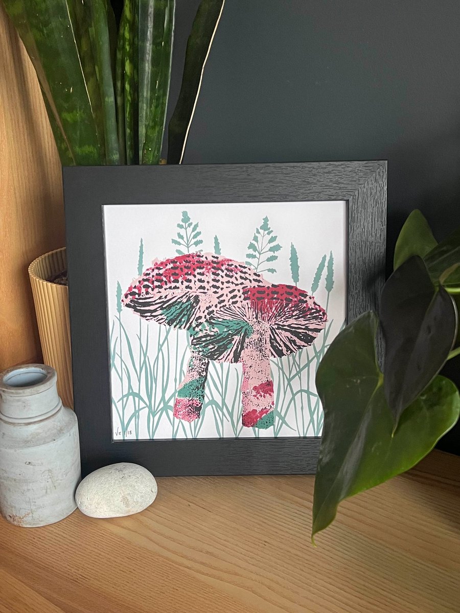 Wild Mushroom Wall Art, Limited Edition Handmade Screenprint