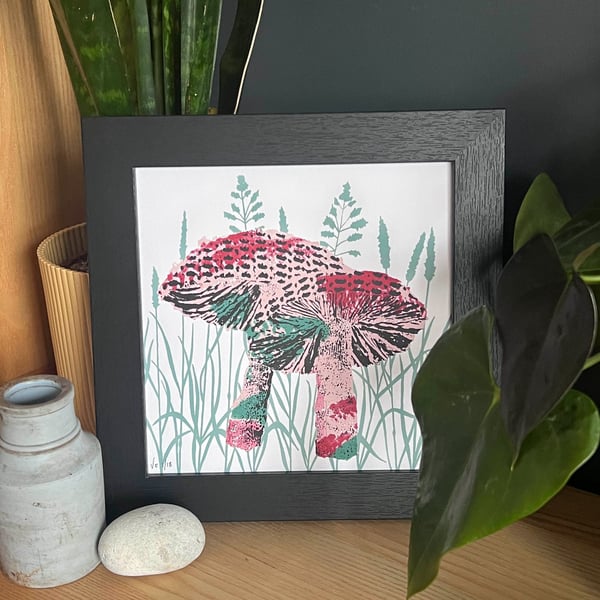 Wild Mushroom Wall Art, Limited Edition Handmade Screenprint
