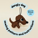 Cute Dog Sewing Pattern, PDF pattern and instructions for hanging dog decoration