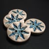 set of four large Christmas crackle snowflake ceramic buttons 