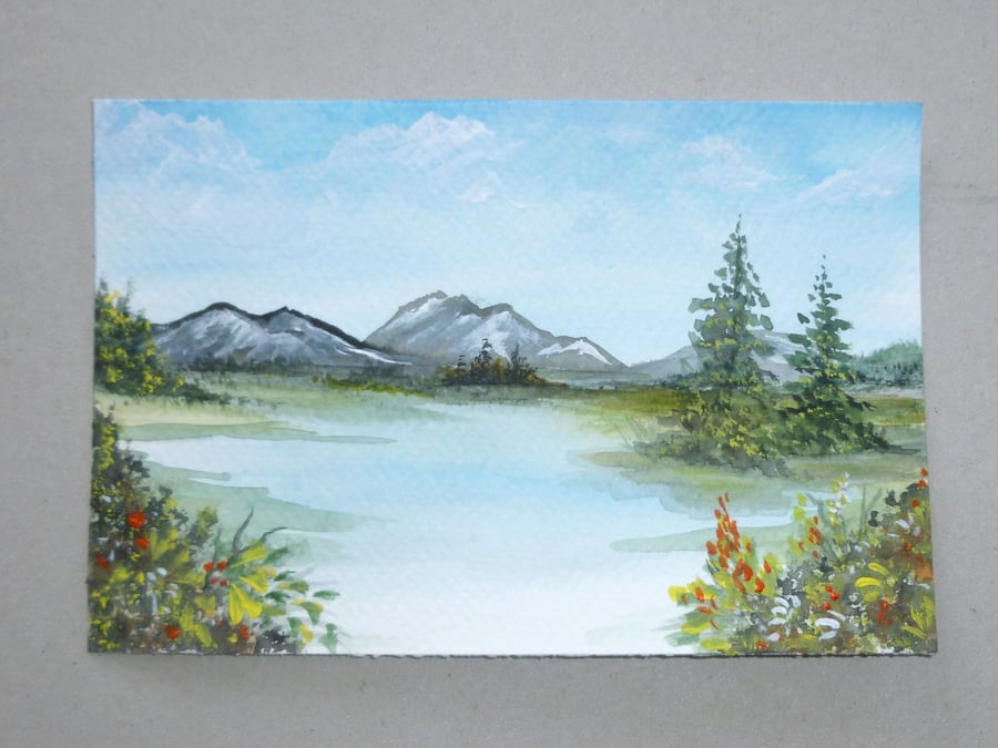 art painting original watercolour small format landscape ( ref FA 460 B2 )