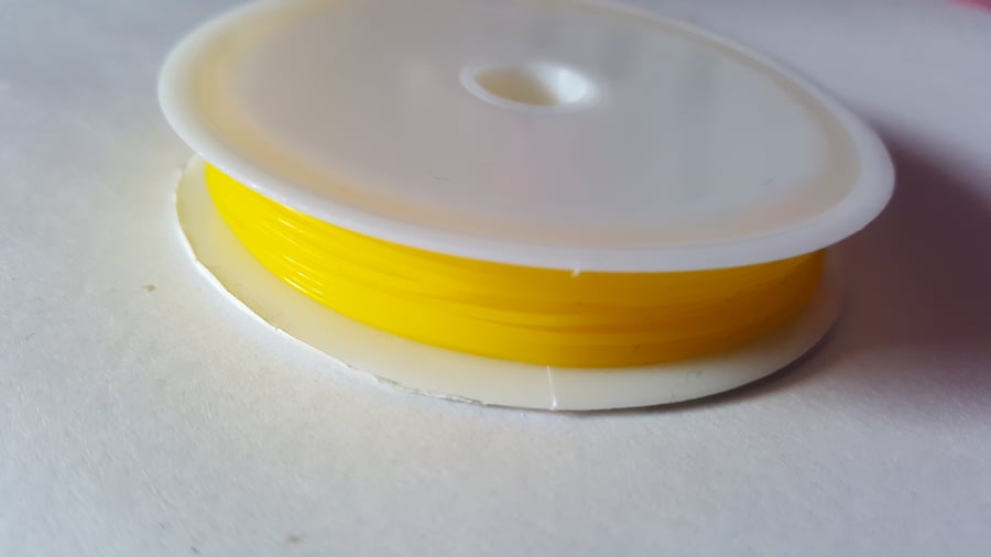 1 x 7m Roll Coloured Fibrewire Jewellery Elastic - 0.8mm - Yellow 