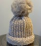 Handmade Caramel and Mink Hat with Pom Pom 