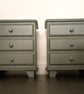 2x Upcycled Sage Green Bedside Cabinets
