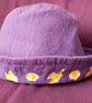 Daffodil painted brim hat, purple, small adults or teen.