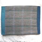 Blue green snood, Tweed neck warmer, Patchwork wrap, Neck gaiter