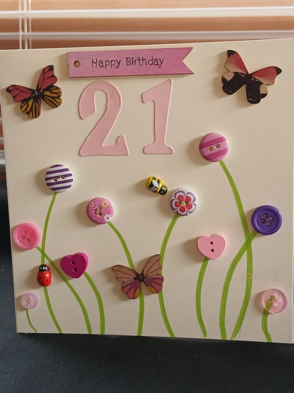 Handmade 21st birthday card 