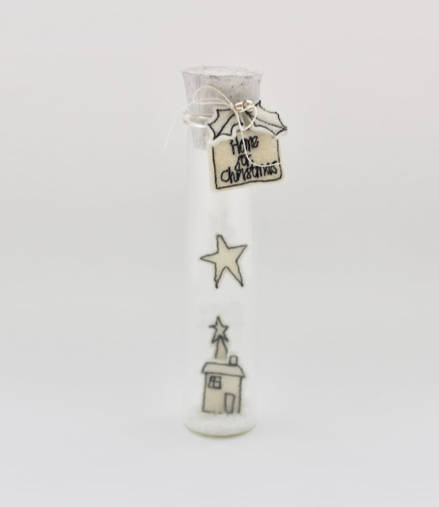 'Home for Christmas' in a Bottle of Snow - Christmas Decoration