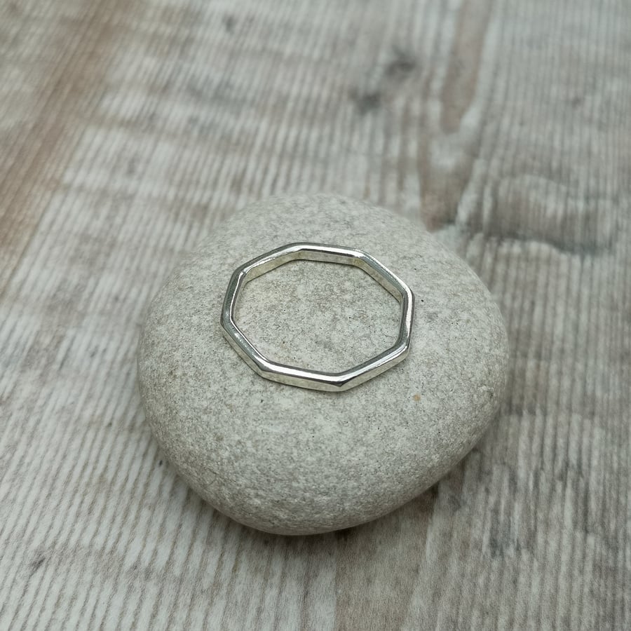 Sterling Silver Octagon Polished Stacking Ring