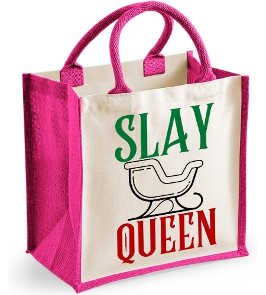 Slay Queen-  Christmas Midi Jute Bag Christmas Gift