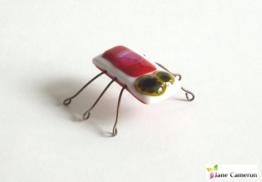 Kiln Bugz! Fantasy Beetle Insect Ornament Decoration in Fused Glass. bugz007