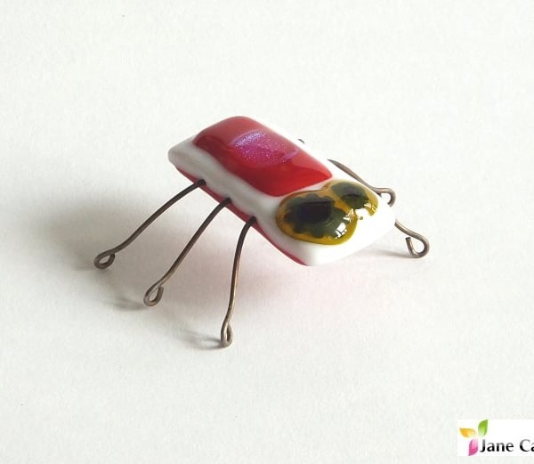 Kiln Bugz! Fantasy Beetle Insect Ornament Decoration in Fused Glass. bugz007
