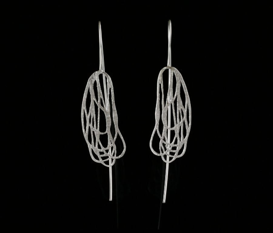 Long Silver Eearrings, Sterling Silver Earrings, Silver Dangle Earrings