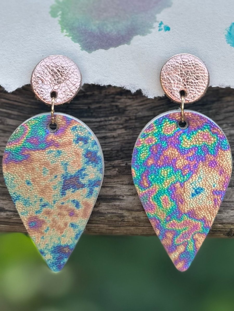 Statement leather dangle earrings