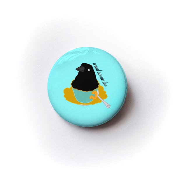 Want some tea? jackdaw badge 