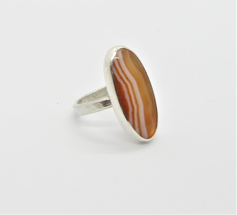 Carnelian Ring - one off, recycled sterling silver