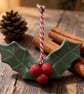 Handmade Air Dry Clay Holly & Berry Christmas Tree Decoration – Festive Rustic  - Image 2